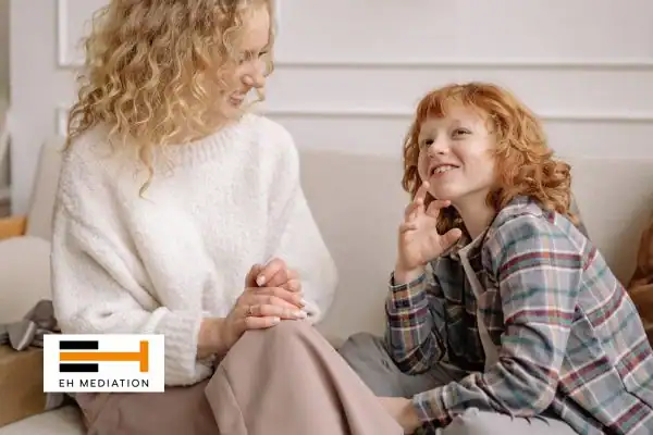 Happy mother and child after sorting child arrangements mediation Lewisham
